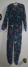 CAT  JACK GAMER PAJAMAS HOODED PAJAMAS PJS BLUE YELLOW ZIP UP BOYS 4/5