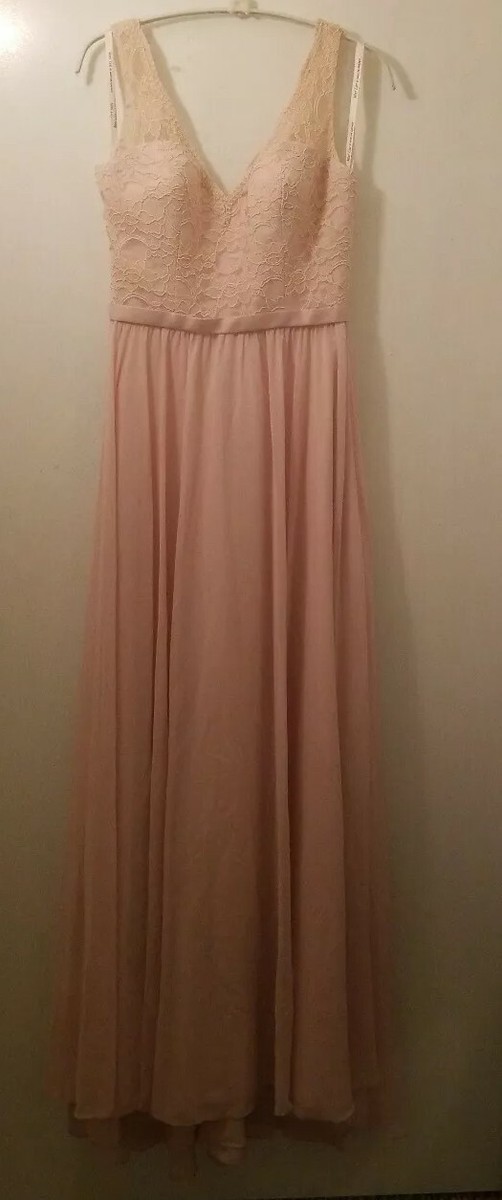 sheer top bridesmaid dress Long Sheer Sleeve A-Line Wedding Dress with a Stunning Lace Top EU38