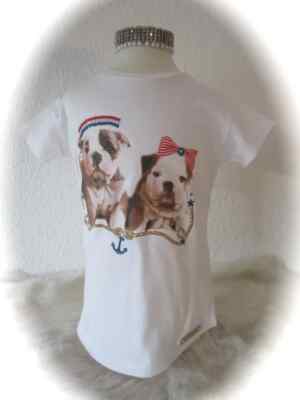 T-Shops SALE % edel T-Shirt Bulldogge veredelt Swarovski Elemente 116 NEU NP73 