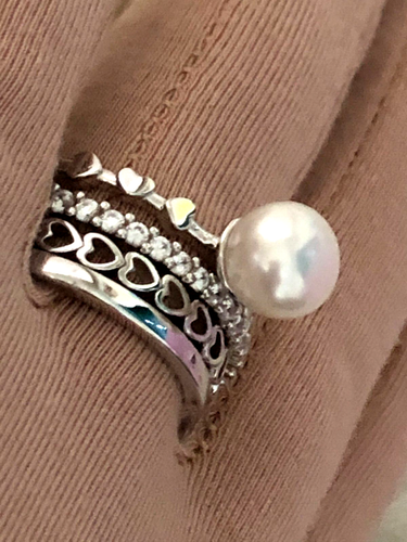 HONORA x DIAMONIQUE SET 4 STACK RINGS, SS or 18K GOLD PLTD SZ 8 or 11 (M4696-52) - Picture 17 of 21