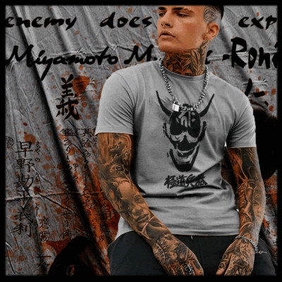Samurai T-Shirt Oni Bushido Code Japanese Warrior Sword Katana Kanji Ronin tee