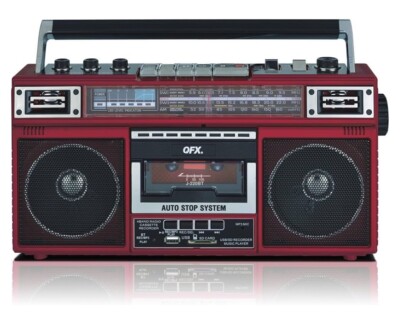 Red Boombox MP3 Conversion  Radio to Cassette (AM FM) Ghetto Blaster Bluetooth Z