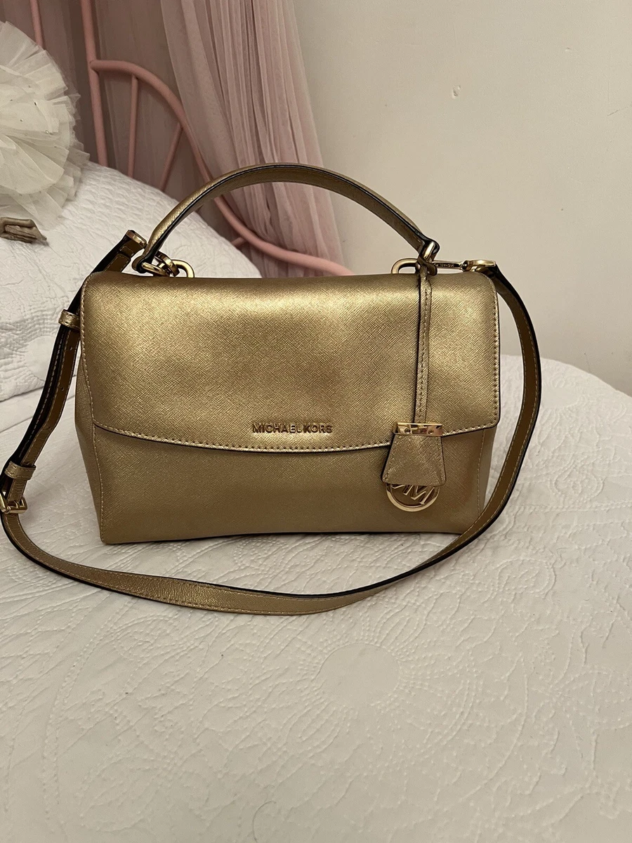 Michael Kors Gold Crossbody Top Handle Bag Used
