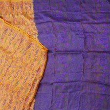 Vintage Orange Sarees 100 Pure Silk Printed Paisley Sari 5YD Decor Craft Fabric