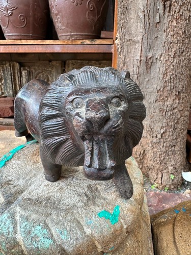 1890's Old Rare Antique Wooden Hand Carved Walking Lion Figurine - Picture 8 of 9