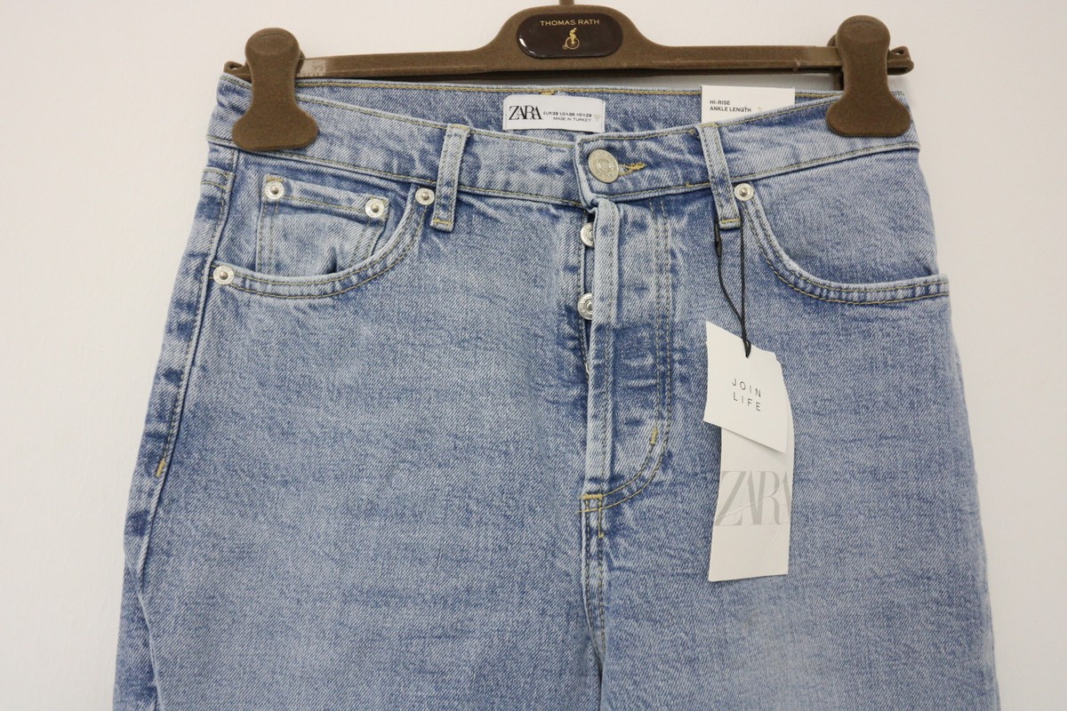 Zara Women's Jeans Trumpet High Rise Ankle Length Blue 668/044/406 Sz 38 New