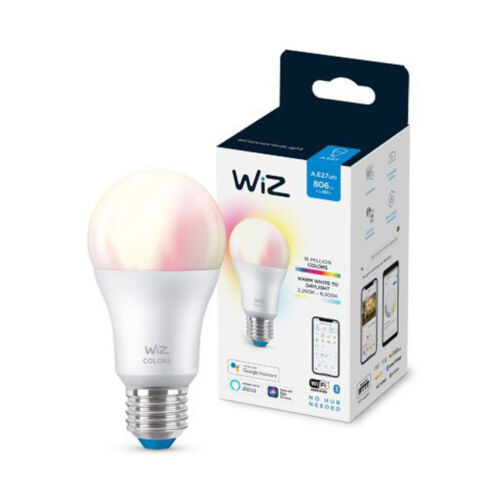 Bombilla LED inteligente WiZ 8W = 60W E27 mate 806lm RGBW CCT WiZapp Google Alexa WiFi - Imagen 1 de 9