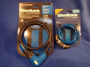 2 NEW WordLock Cable Locks: 2' long w/ 8mm cable + 4" long w/ 6mm cable
