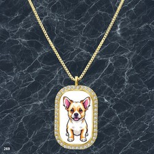 Gorgeous Cute Dog Puppy Pendant Necklace Printed Design Vibrant Gold Tone Best