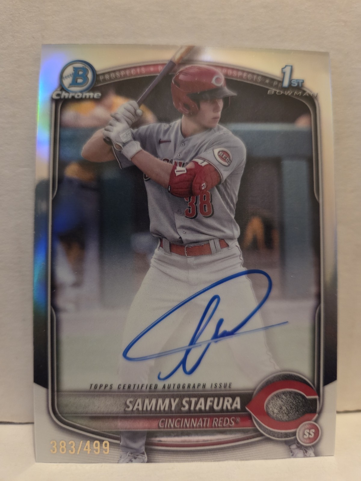 Sammy Stafura 2025 Bowman Chrome Refractor Auto /499 1st Prospect Rookie