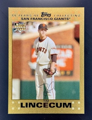Tim Lincecum  2007 Topps Updates & Highlights - #UH158 ''Gold'' Frame #/2007 (RC)