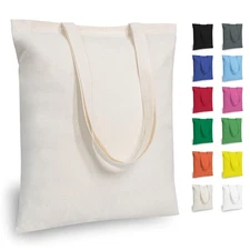 5 | 12 | 24 | 48 | 192 Pack Economical Cotton Tote Bags, Lightweight Medium R...