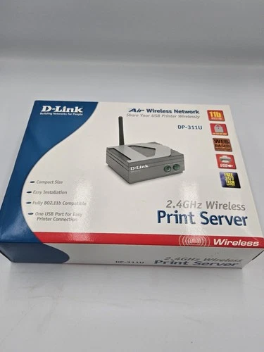 D-Link (DP-311P)Air Wireless Print Server (11 Mbps) 2.4 GHz Wireless NewOpen Box