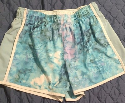 Zelos Women's Tie-Dye Athletic Shorts Blue White Drawstring Elastic Waist