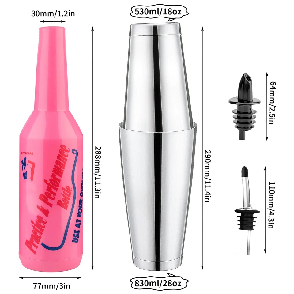 Flair Bottle - Pink Flair Bartender Kit 7 piezas Flair Bottle 25 oz/750 ml Boston C... Foto 2 de 4