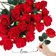 Rose Flower Pens for Mother's Day Gift, Red Rose Ballpoint Bulk Artificial Fl...
