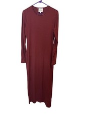 Reformation Dress Womens Large Burgundy Long Sleeve Maxi Jersey Bodycon Made USA