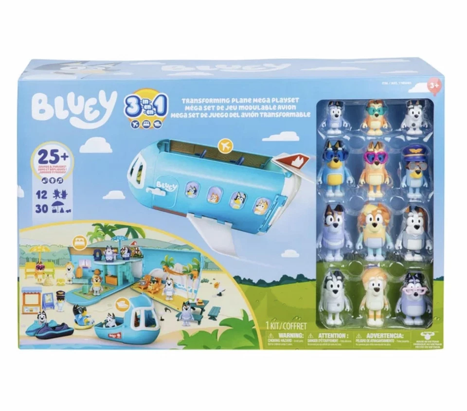 Bluey 3-in-1 Transforming Airplane Plane Mega Playset with 12 Figures & Sounds - Image 2 of 4