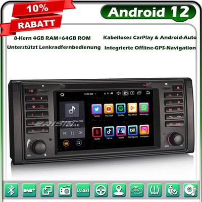8-Kern 64GB Android 14 Autoradio GPS Navi für BMW 5er X5 E39 E53 M5 CarPlay DAB+