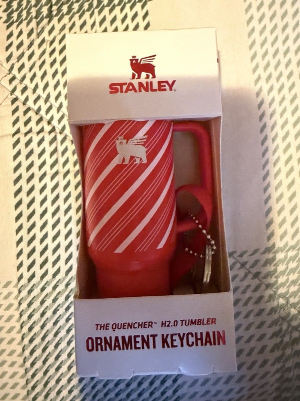Stanley Holiday 2025 Christmas Ornament Keychain Candy Cane Twist Mini Tumbler