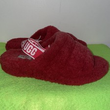 UGG Fluff Yeah Slide Fur Slide Slippers Red Women  s US 8 EU 39