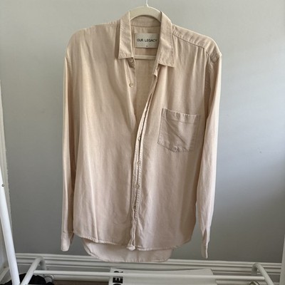 Our Legacy Pigment Dyed Raw Silk Dress Shirt - Size 48
