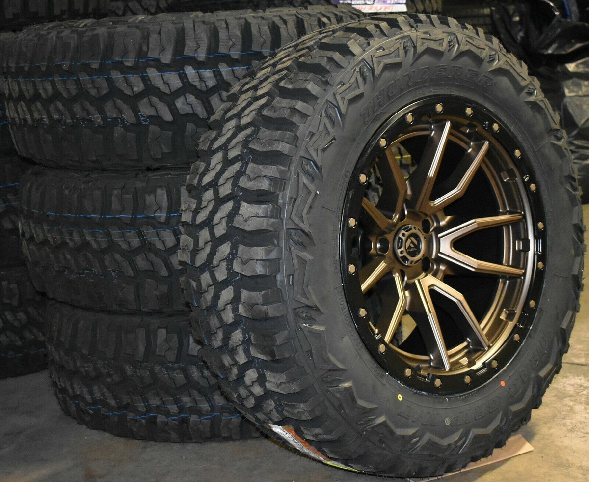 5) 20x10 Fuel D681 Bronze Rebel Wheels 35