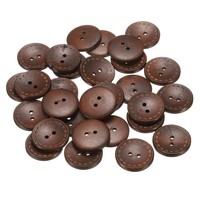 30 StüCk 28Mm Holzige NäHknöPfe 2 LöCher FüR NäHkleidung Kissen Diy, Mittelbraun