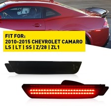 Fit Camaro Chevy 2010-2015 Rear LED Red Side Full Light Bumper Marker Smoked New