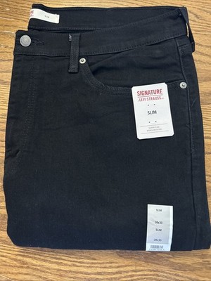 Signature Levi Strauss Slim Men's 38x30 Black Denim Jeans , New With Tags