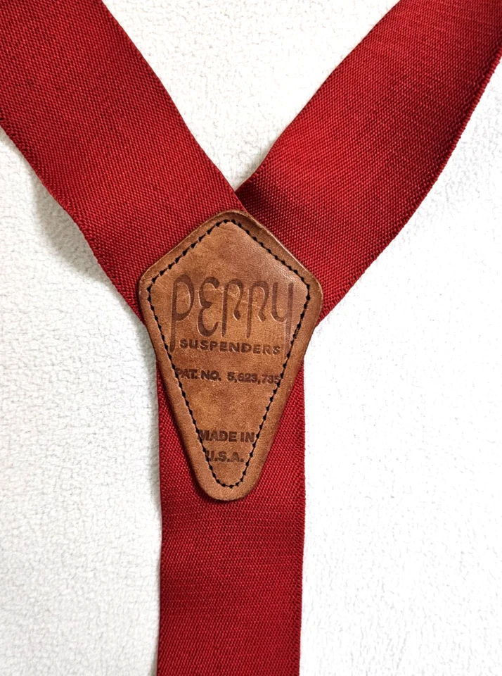 Perry Tirantes Para Hombre Elásticos 1.5 Pulgadas Ancho Gancho Extremo Tirantes Rojo Foto 2 de 3