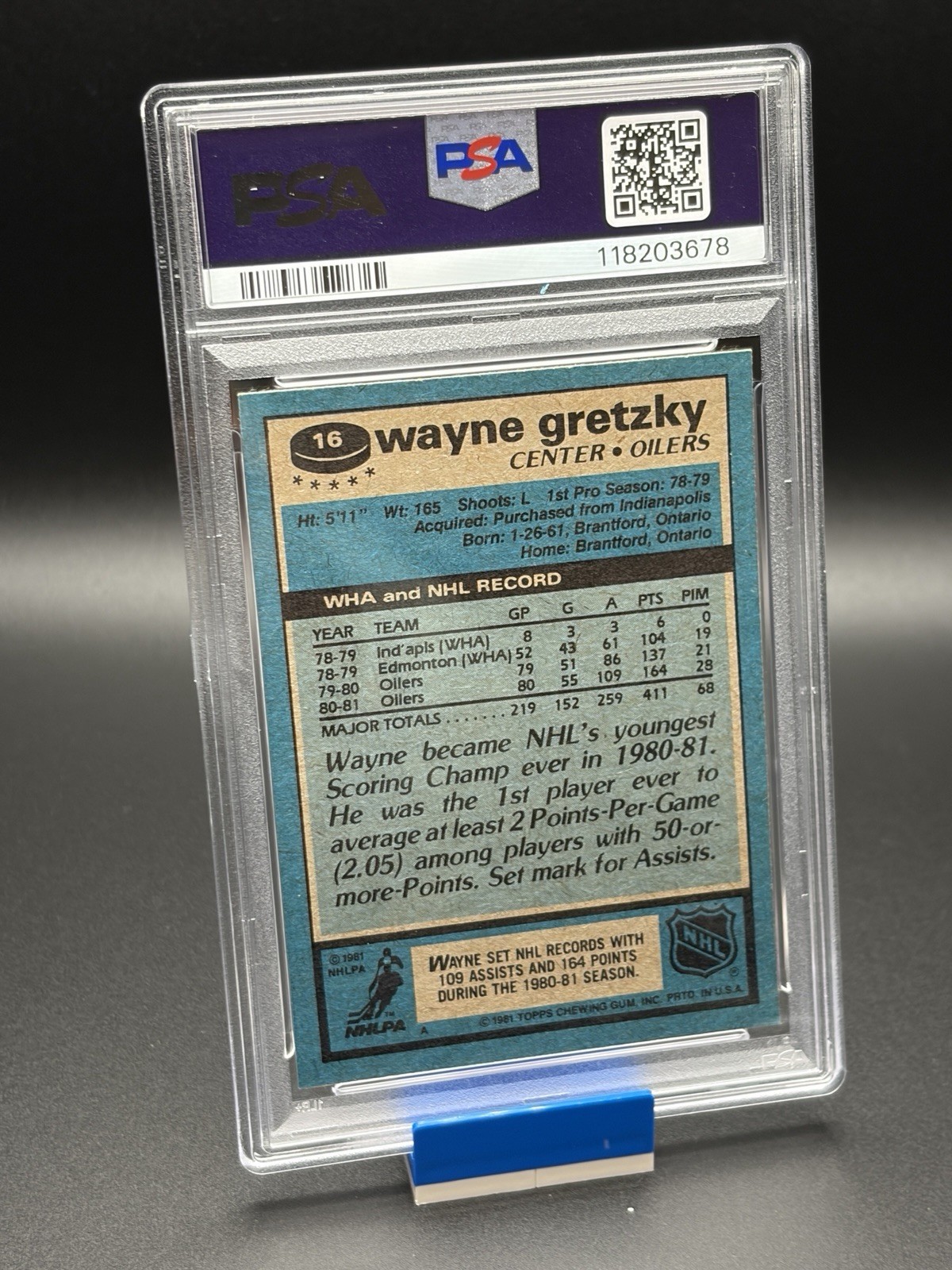 1981 TOPPS #16 WAYNE GRETZKY PSA 6 view 2