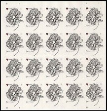 USPS VINTAGE WEDDING ROSE SHEET OF 20 FIRST CLASS LETTER STAMPS