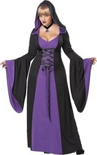 Hooded Robe Womens California Costume Plus Size Halloween Medieval Witch Cloak