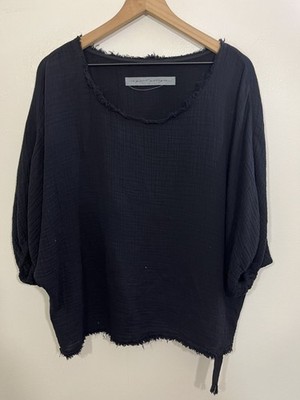 Raquel Allegra Gauze Lagom Lagenlook Boxy Top OS Coastal Minimal Scandi Rustic
