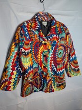 Chico s Women's Geometric Colorful Blazer Sz 1 Small Aztec Artsy Corpcore Office