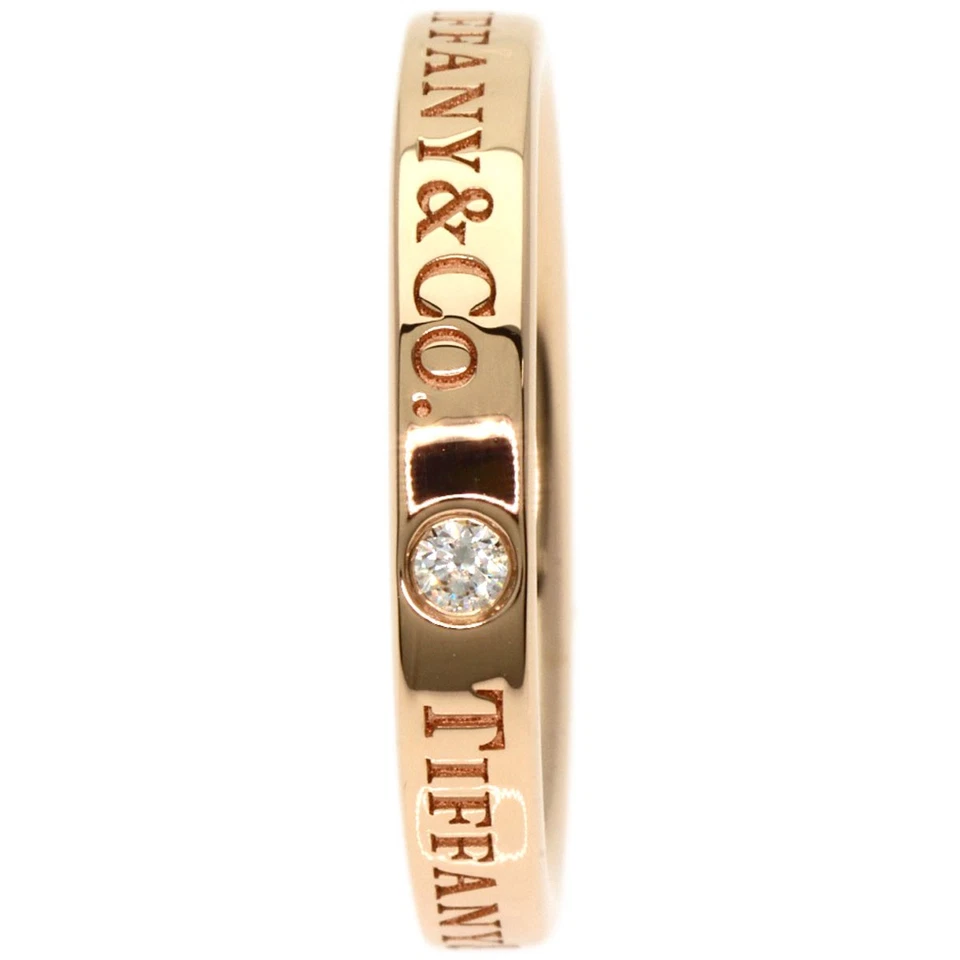 TIFFANY&Co.  Anillo de diamantes banda plana 3P oro rosa K18 damas [usado] Foto 3 de 4