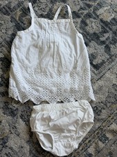 Oshkosh Baby Girl White Eyelet Dress Size 12m