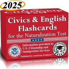 US Citizenship Flash Cards 2025 to study for the Naturalization test includes Ci