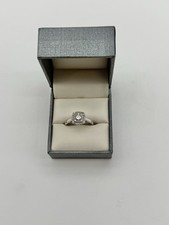 Sterling Silver Real Diamonds Squared Engagement Ring 2.4g Sz 7