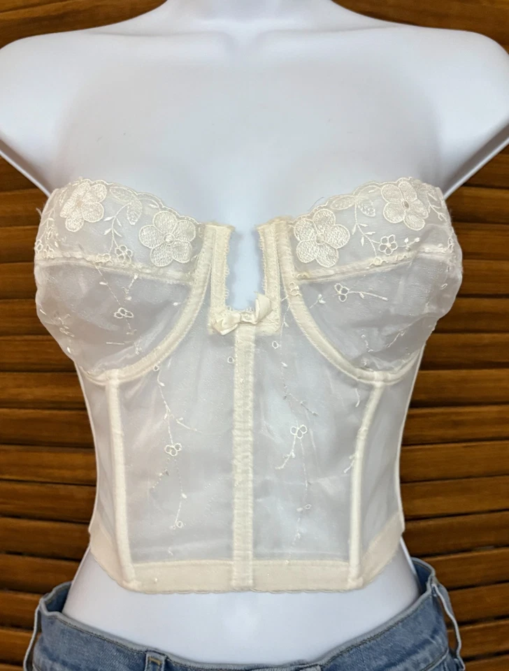 Vintage Lady Marlene Ivory Bustier or Corset Top Size 34D - Image 2 of 4