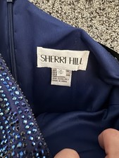 Sherri Hill Prom Dress Size 0 Navy One Shoulder