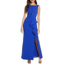 Eliza J ruffle front gown - cobalt 16