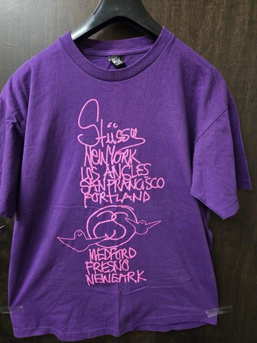 MAGLIETTE USATE STUSSY WORLD TOUR mark gonzales VIOLA TAGLIA GRANDE VINTAGE - Foto 2 di 5