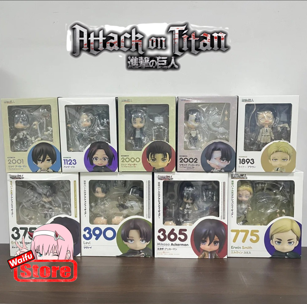 FULL SET Anime Figures Attack on Titans Mikasa 365 Eren Levi Ackerman Erwin Smit