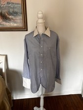 Vintage Christian Dior Chemises light blue, white collar, front logo, size. L