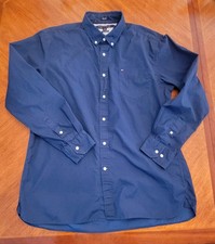 Tommy Hilfiger Shirt 80s 2 Ply Mens XL Long Sleeve Button Down Blue