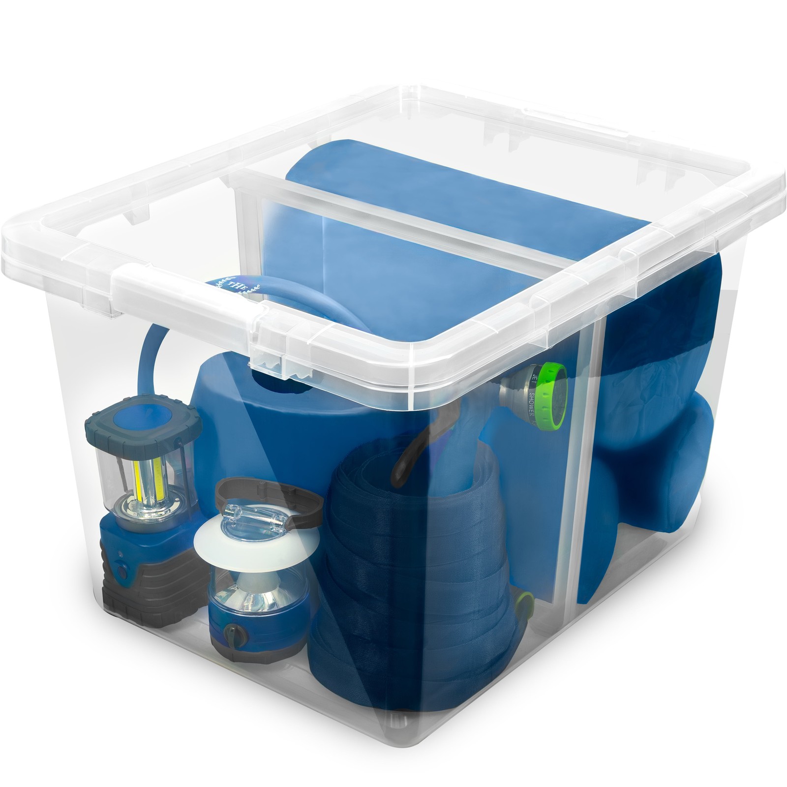 The Home Edit 70 Quart Clear Latched Storage Bin with Divider for Organization
