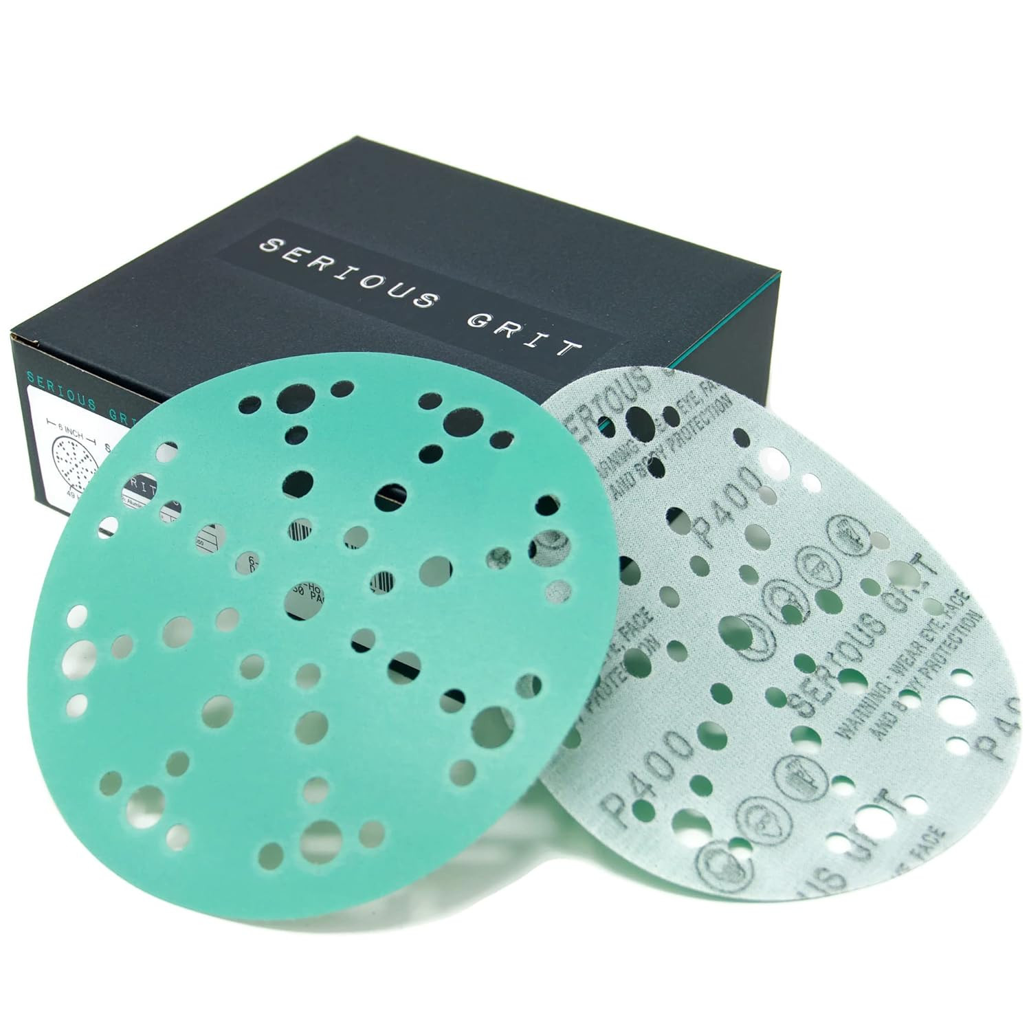 - 6-Inch 49-Hole 400 Grit Sanding Discs - Heavy-Duty Hook & Loop Film Discs - Sa