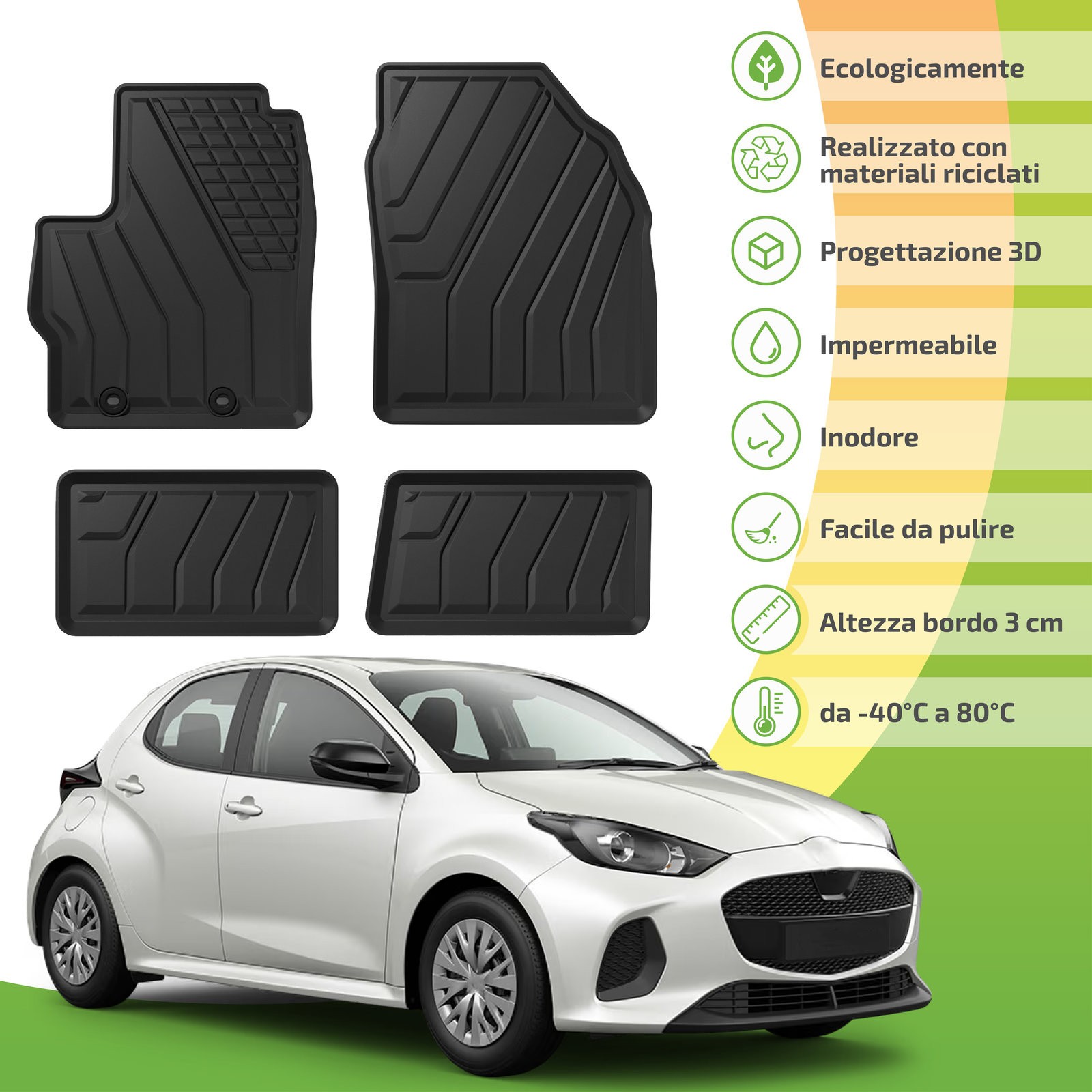Tapis de sol éco Mazda 2 XP21 imperméables et robustes pour modèle 2023-2026